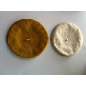 Vintage Berets Olive and Pique 100% Wool Brown and Beige